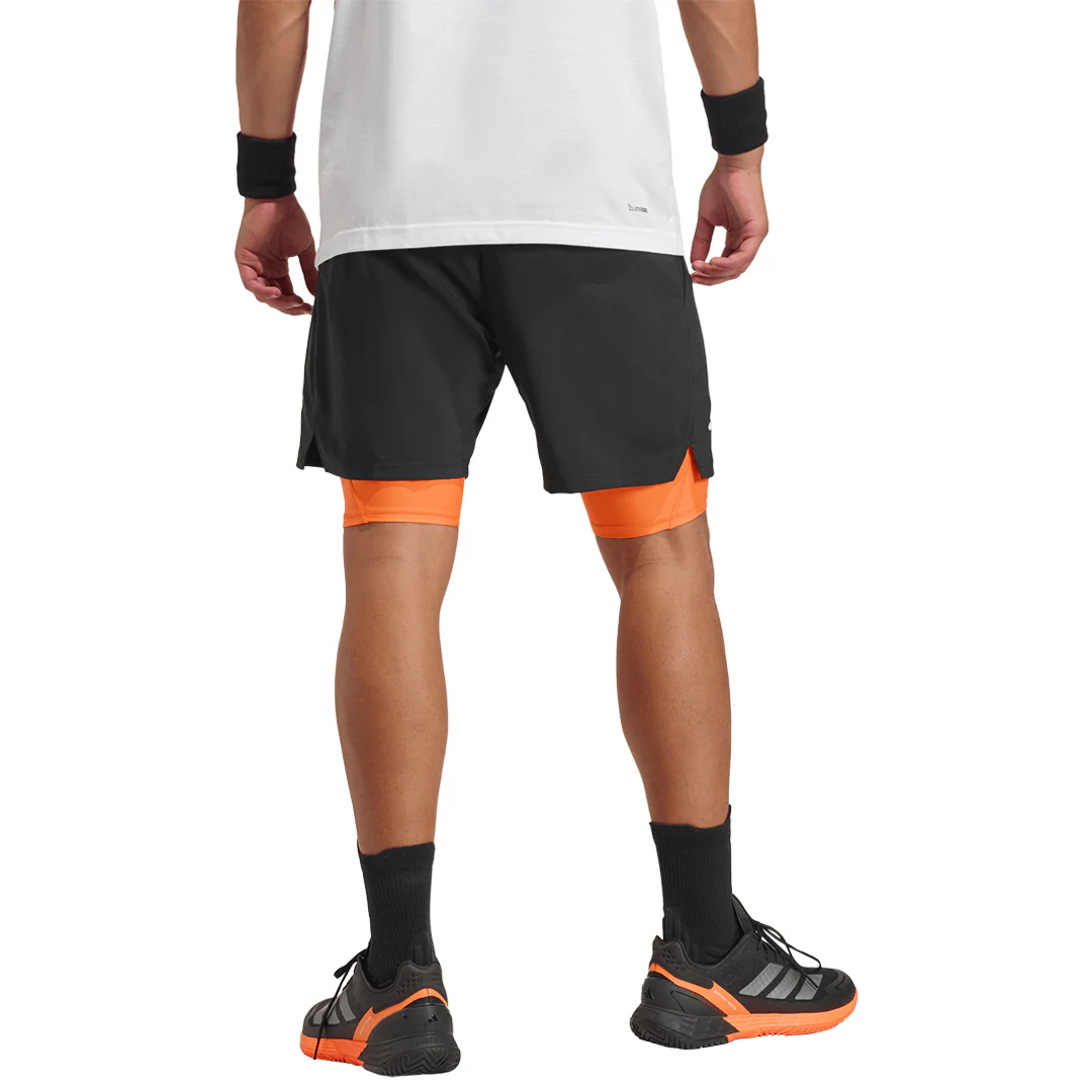 adidas Men's Club 2-In-1 Short - Black/Orange - Image 3