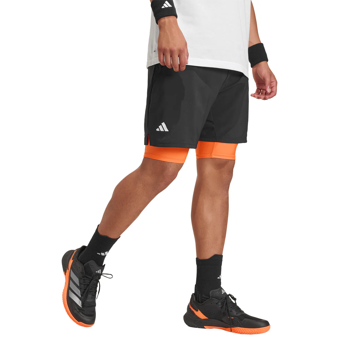 adidas Men's Club 2-In-1 Short - Black/Orange - Image 4
