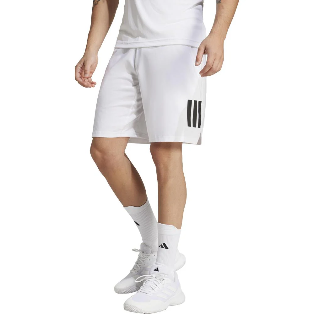 adidas Men's Club 3 Stripe 7" Short - White/Black - Image 2