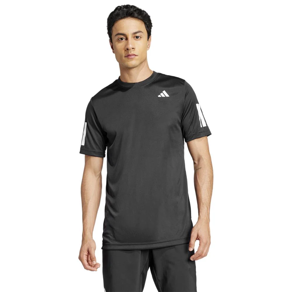 adidas Men's Club 3 Stripe Tee - Black - Image 3