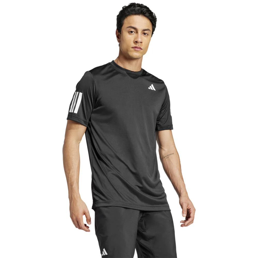 adidas Men's Club 3 Stripe Tee - Black - Image 4