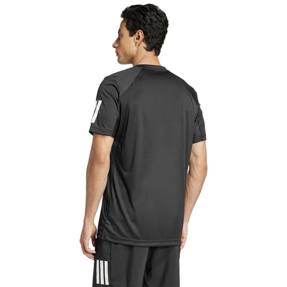 adidas Men's Club 3 Stripe Tee - Black - Image 5