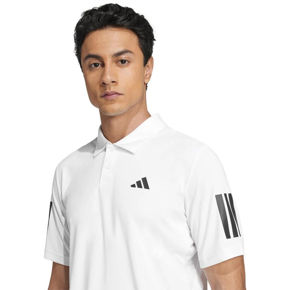 adidas Men's Club 3 Stripe Tennis Polo - White - Image 4