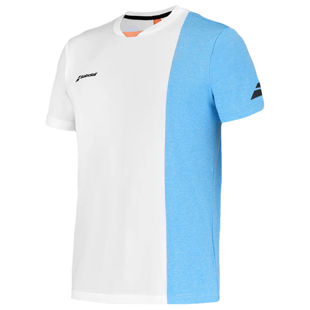Babolat Men's Play Crew Neck Tee - White/Blue Heather - Image 2