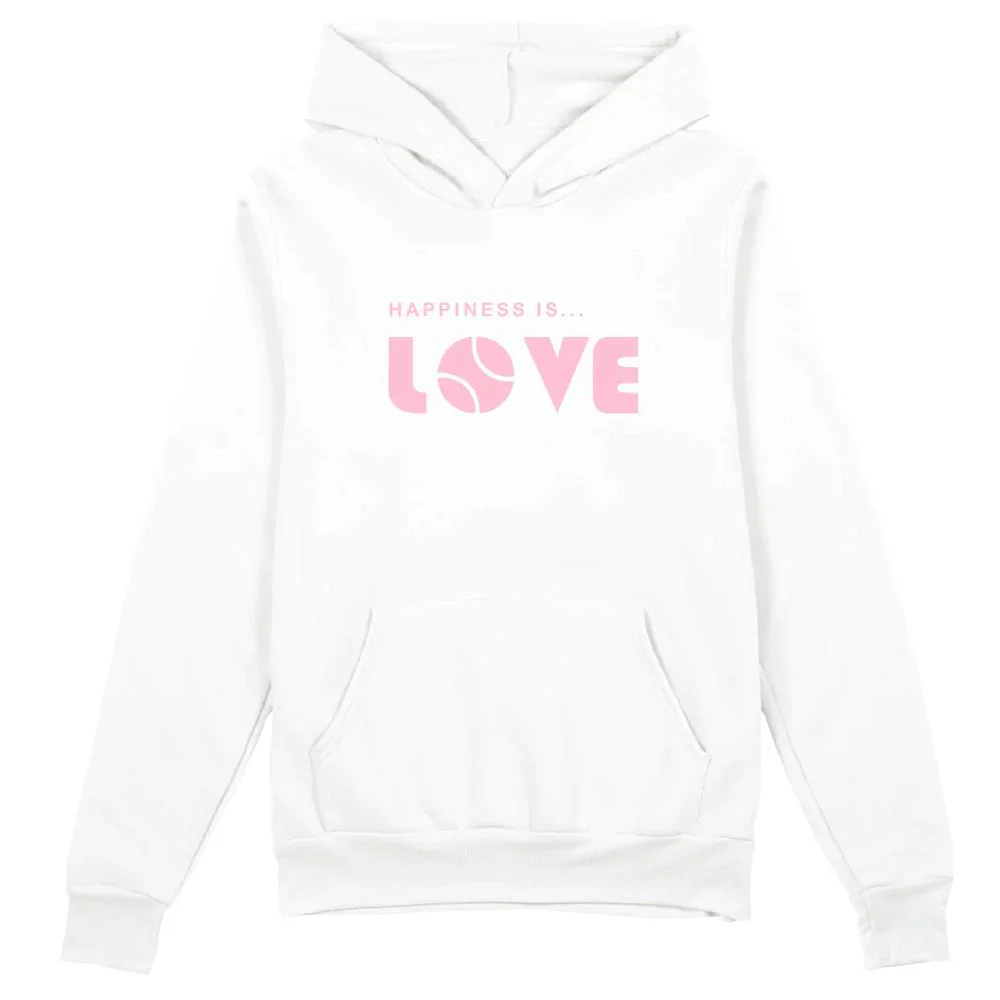 Happiness Is... Women's Tennis Love Hoodie - White