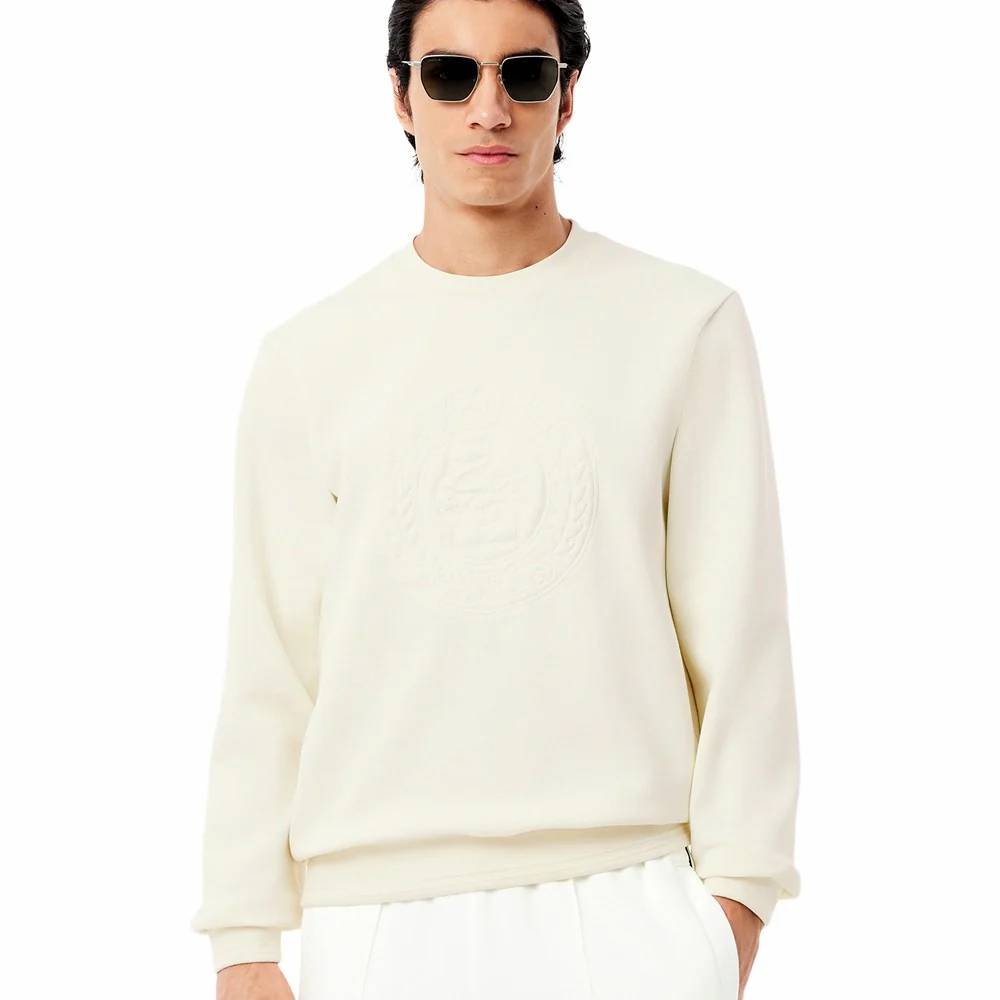 Lacoste Men's Embossed Logo Pique Sweatshirt - Cream - Image 4