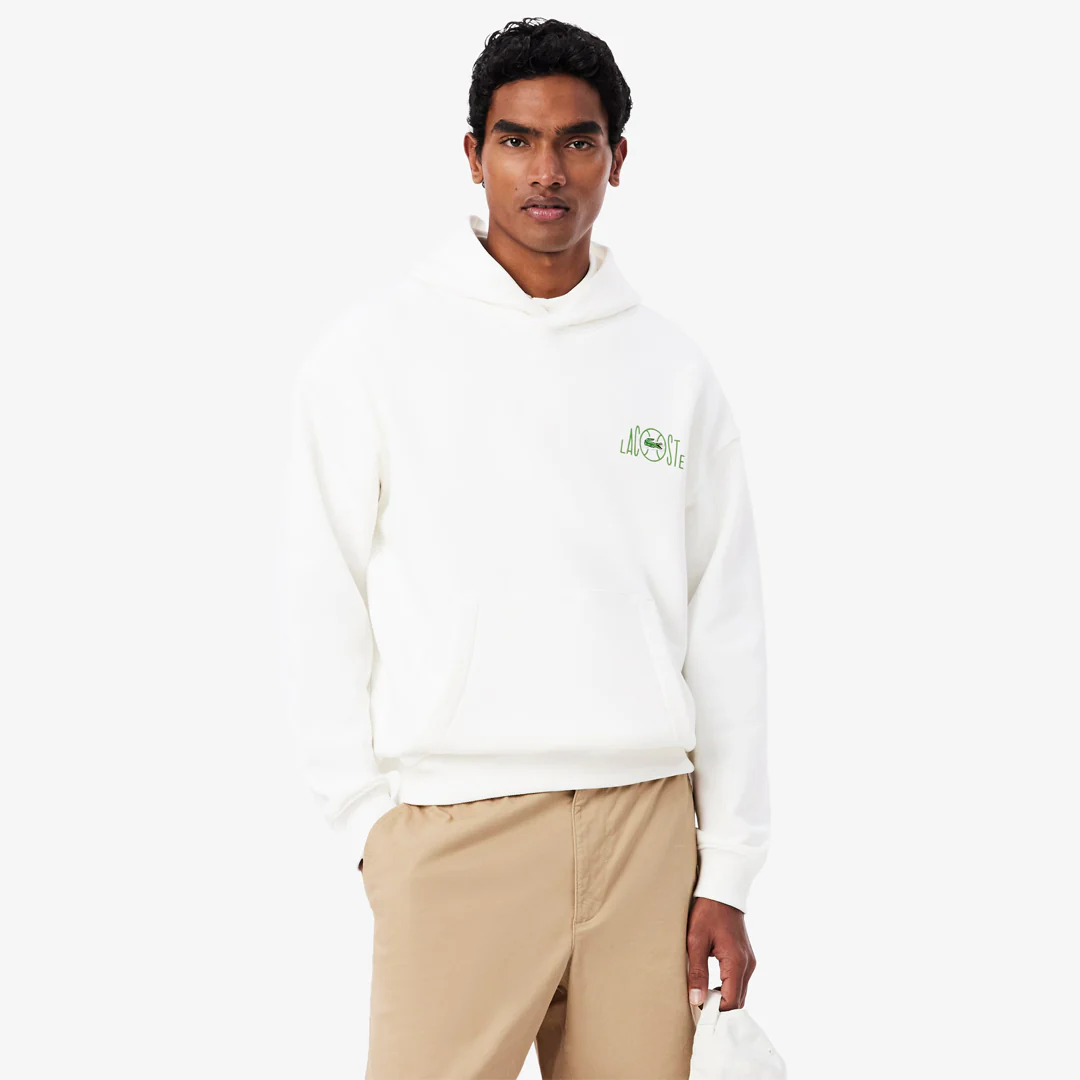 Lacoste Men's Multi Print Fleece Hoodie - Flour - Image 4