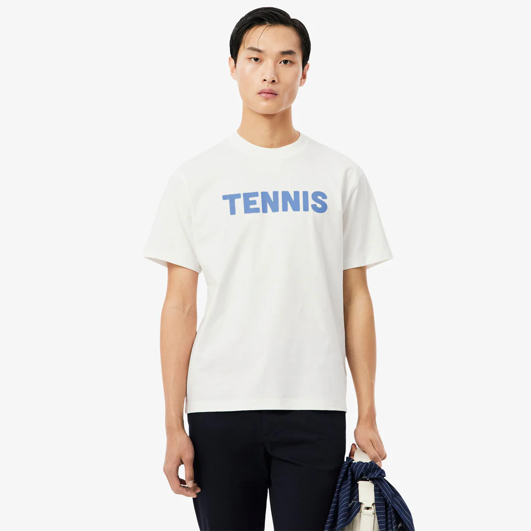 Lacoste Men's Printed Tennis Tee - White - Image 3