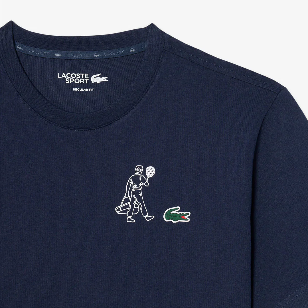 Lacoste Men's Ultra Dry Printed Tee - Navy Blue - Image 3