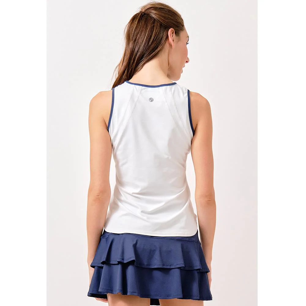 Lija Women's Bea Tank - White/Dark Navy - Image 4