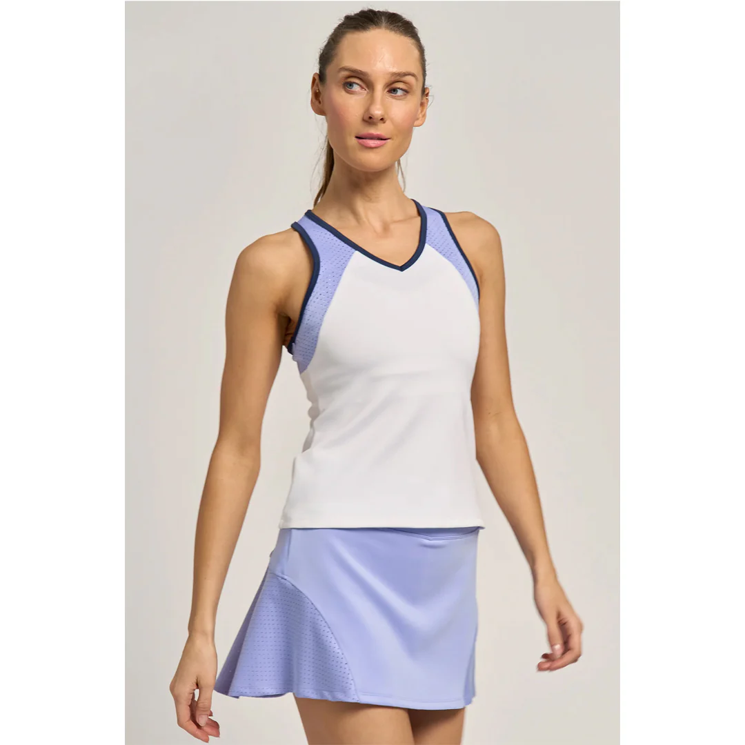 Lija Women's Born To Play Starter Tank - White/Periwinkle - Image 4