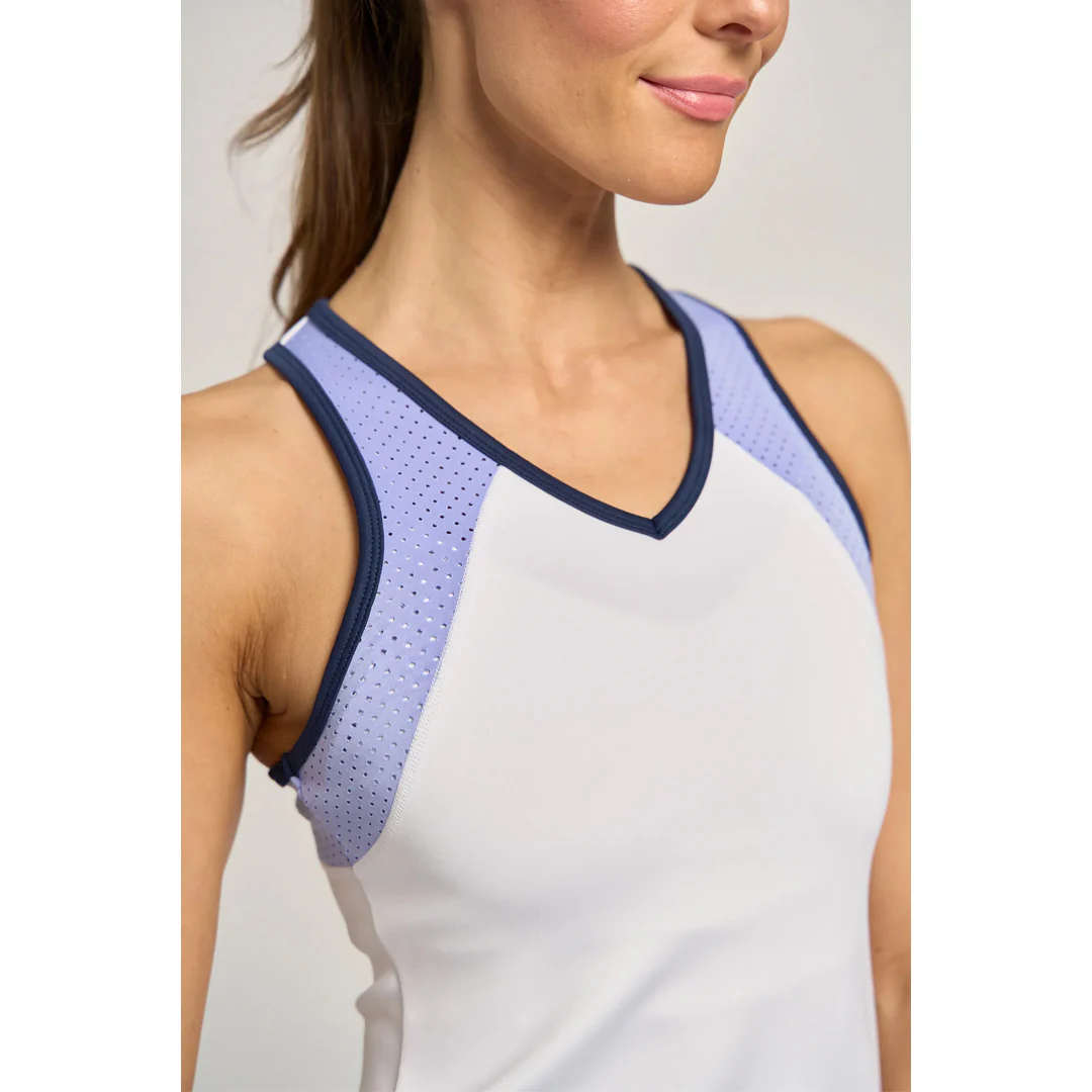 Lija Women's Born To Play Starter Tank - White/Periwinkle - Image 5