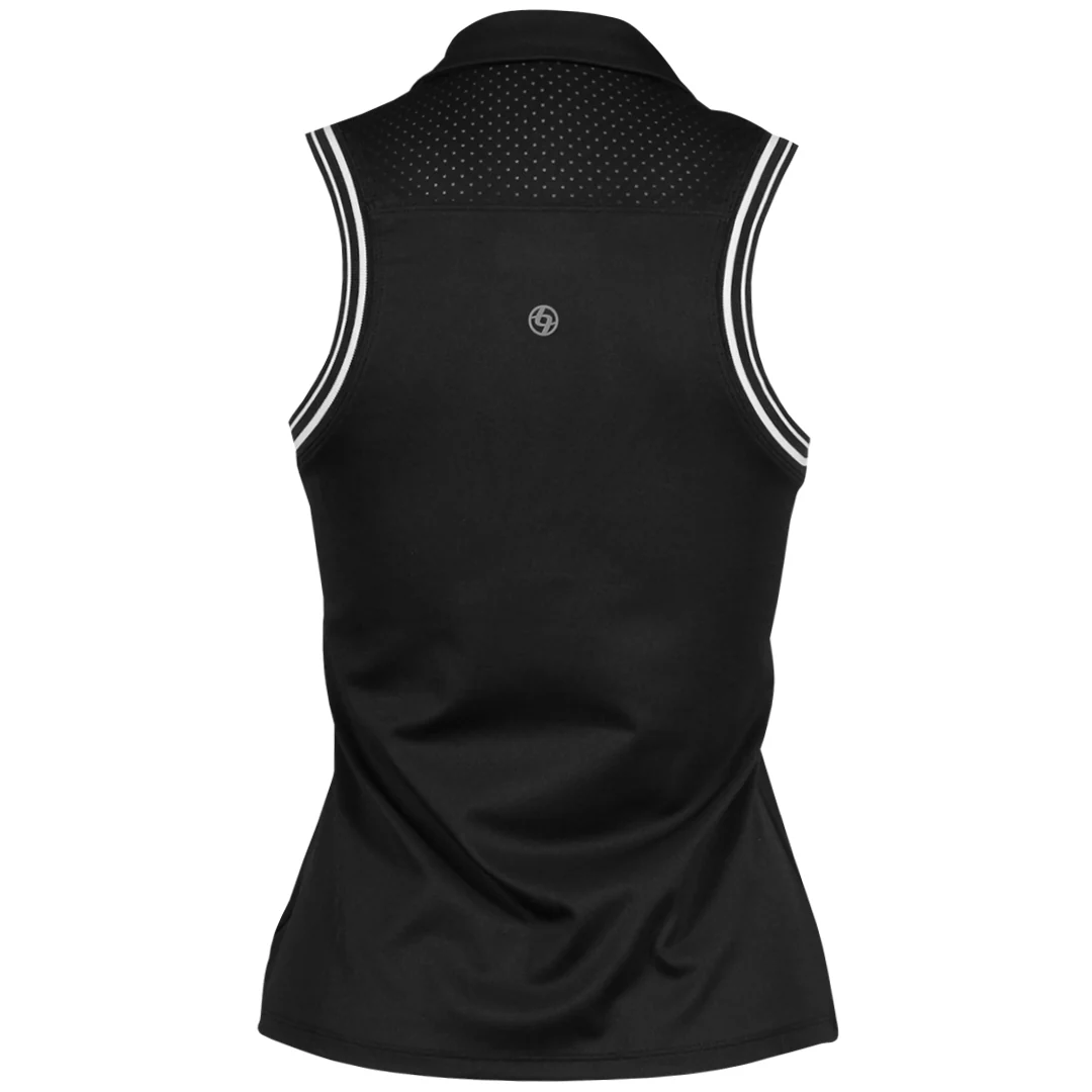 Lija Women's Holiday 25' Slice Sleeveless Polo - Black/White - Image 2