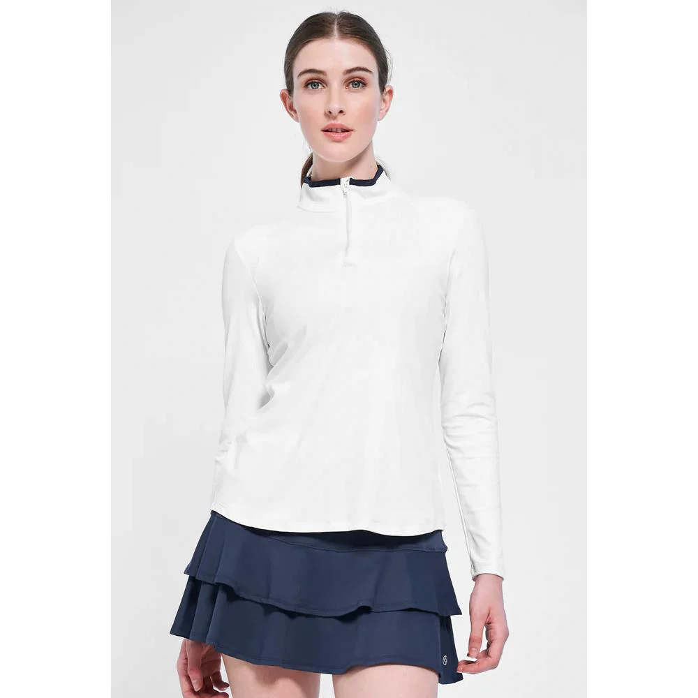 Lija Women's Angle Longsleeve Top - White/Navy - Image 2
