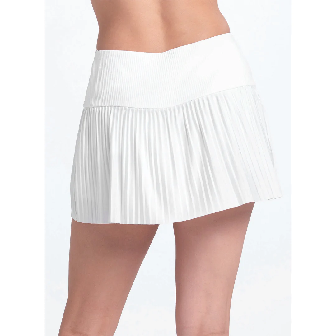 Lucky In Love Women's Weave It To Me Racer Rib Pleated Skort - White - Image 4
