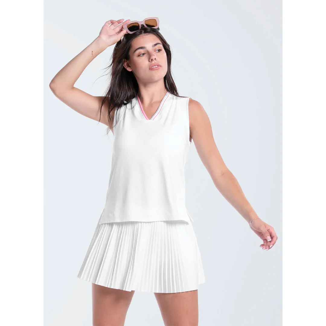 Lucky In Love Women's Weave It To Me V-Neck Tank - White/Pink - Image 2