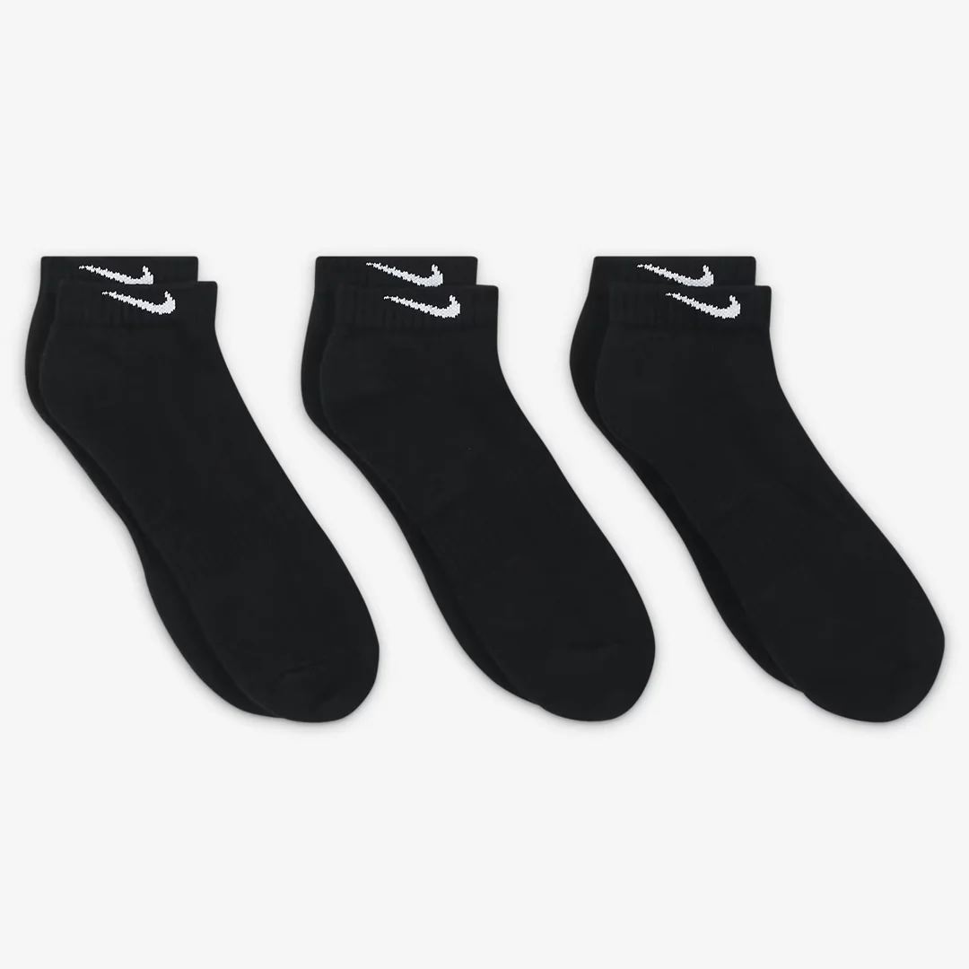 Nike Everyday Cushioned Low Cut 3 Pack Socks - Black - Image 3