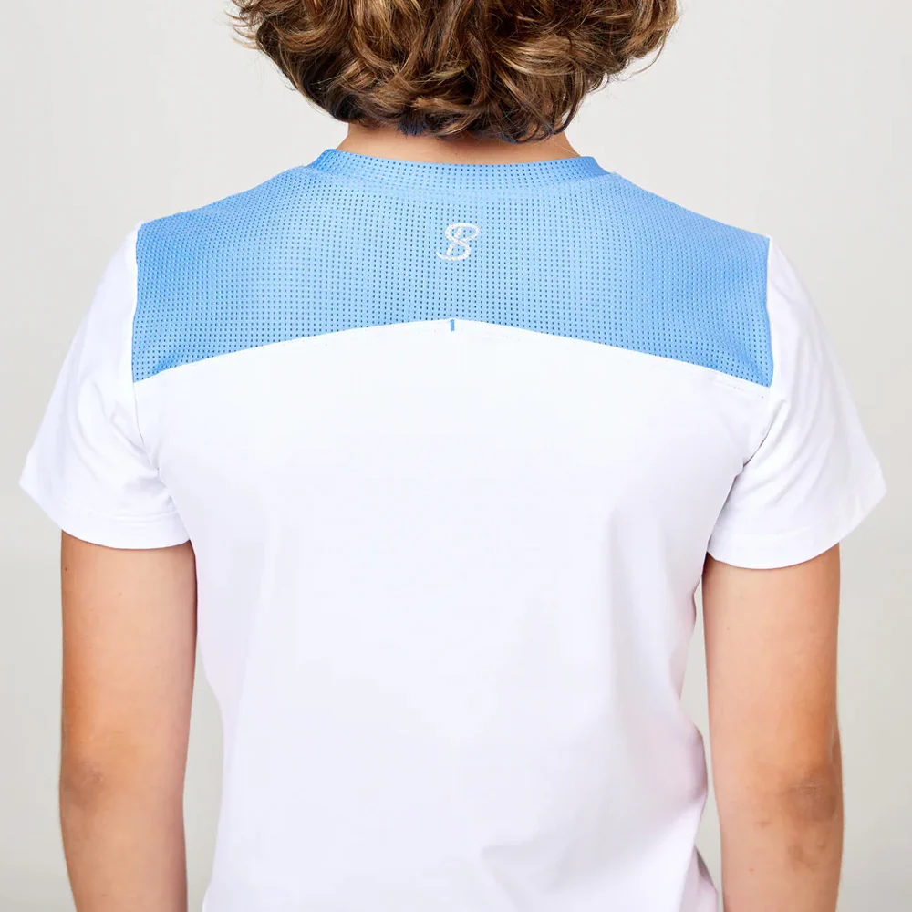 Sofibella Boys Perfect Volley Tee - White/Neo Blue - Image 5