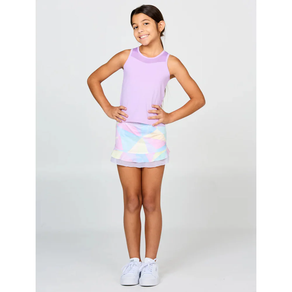 Sofibella Girls UV Colors Ruffle Skort - Rainbow Prism - Image 3