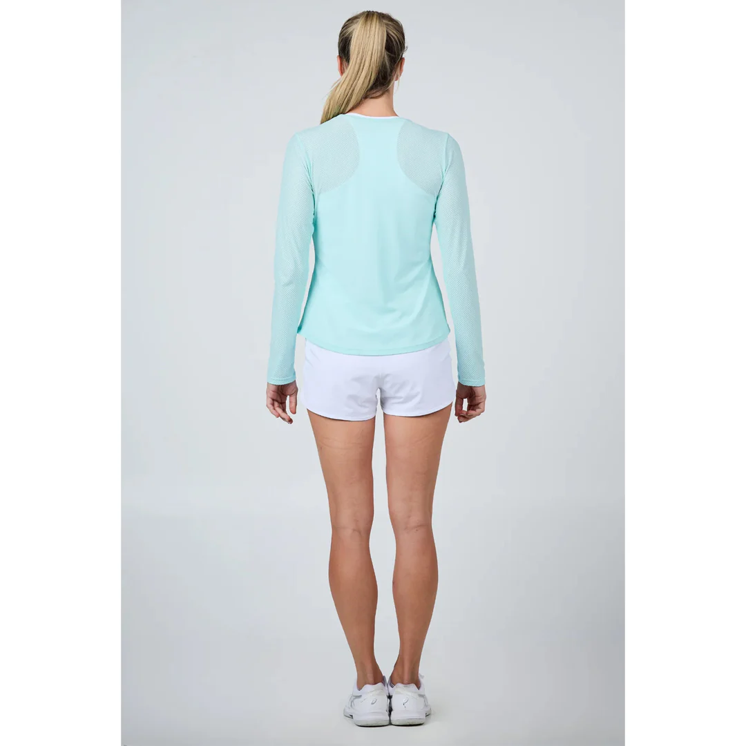 Sofibella Women's UV Colors Staples Mesh Long Sleeve - Blue Light - Image 6