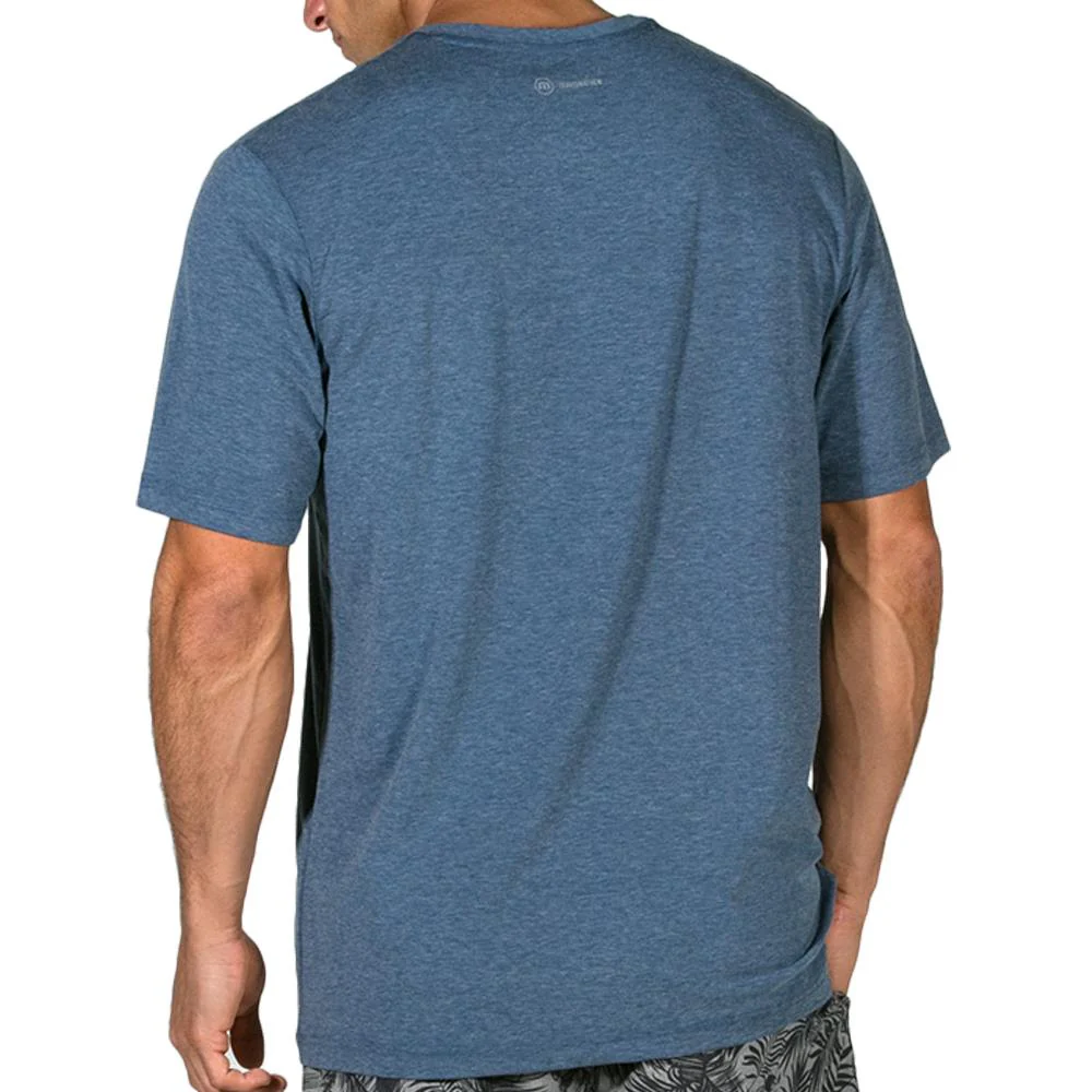 Travis Mathew Uncle Bob 2.0 V Neck T-Shirt Heather Dark Denim - Image 2