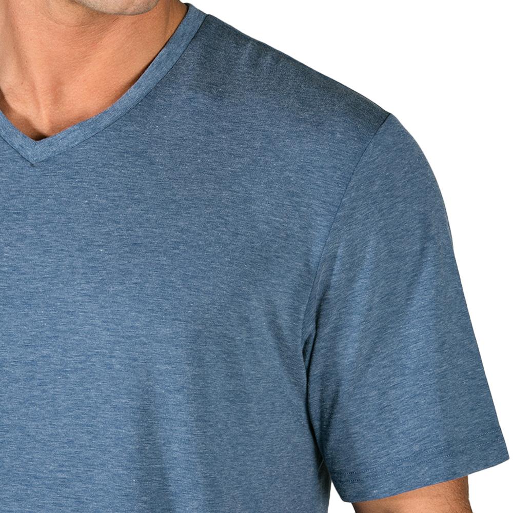Travis Mathew Uncle Bob 2.0 V Neck T-Shirt Heather Dark Denim - Image 3